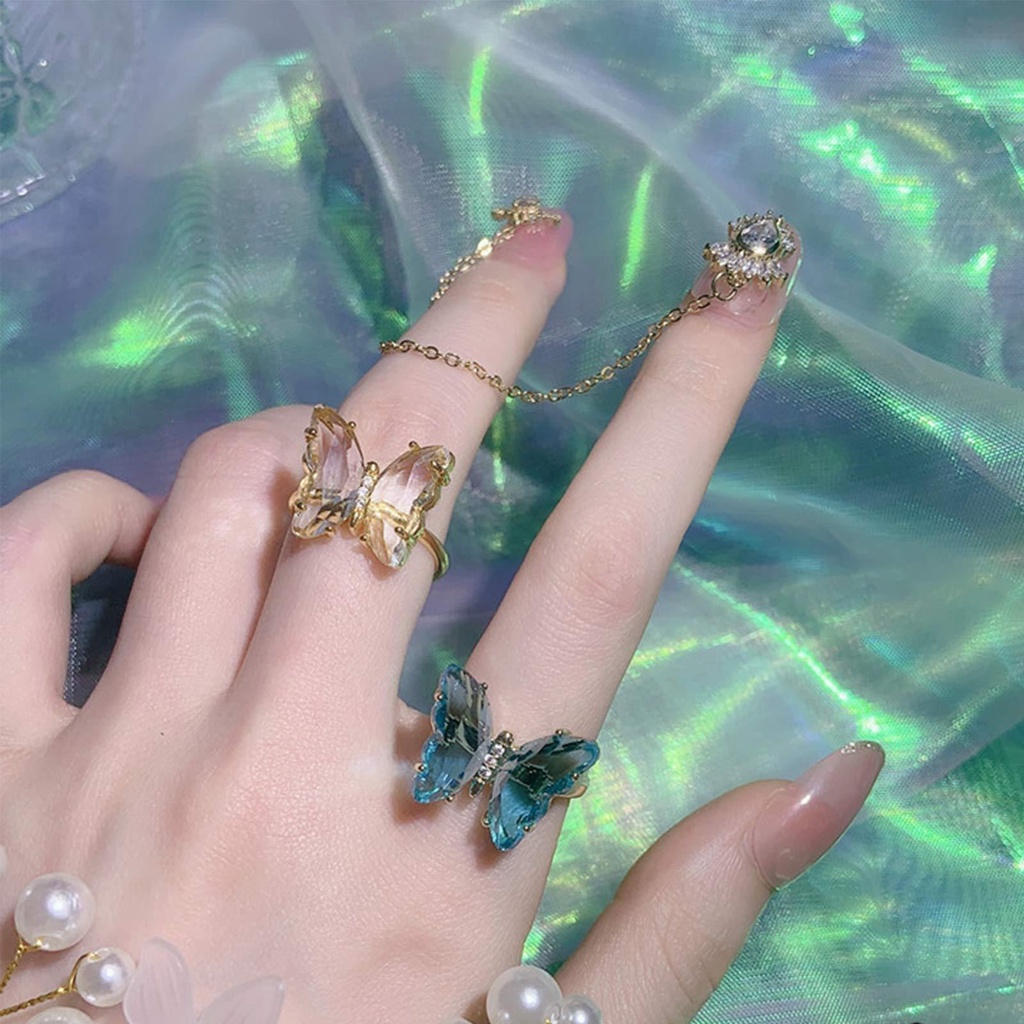 Nhẫn Kim Loại Hình Bướm Màu Sắc Ngọt Ngào Cho Nữ