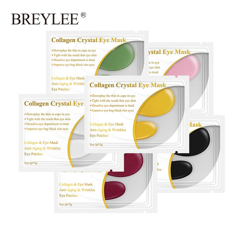 BREYLEE  24K Gold Eye Mask Collagen Crystal Eye Patches Anti Wrinkle Puffiness Anti-aging 3pcs