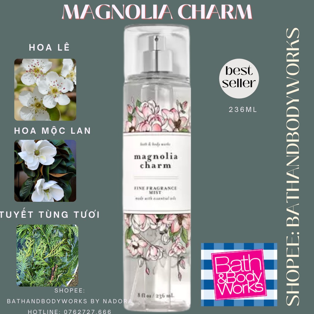Xịt Thơm Toàn Thân Bath And Body Works - Magnolia Charm Body Mist (236ml)