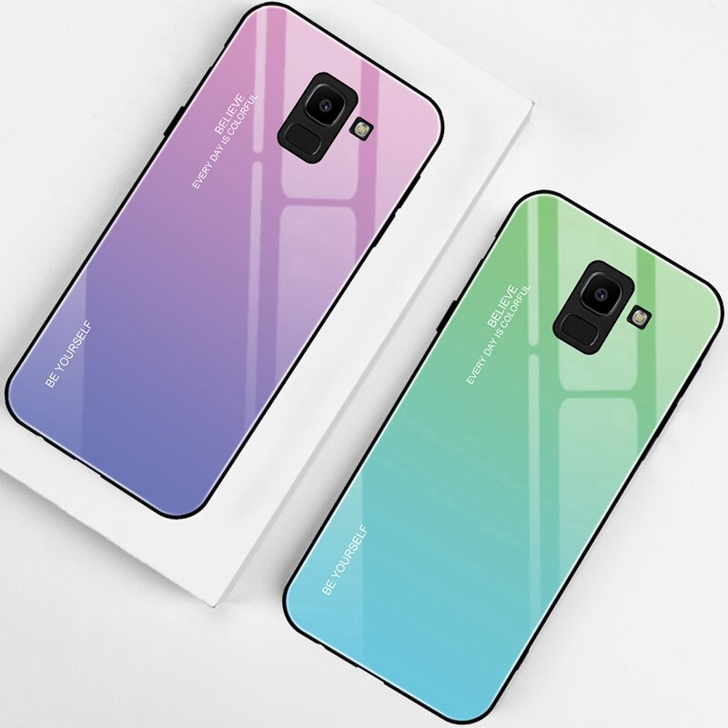 Ốp lưng mặt kính cường lực màu gradient cao cấp cho Samsung Galaxy A8+/A8/A6+/A6/A7 2018/ A720F/A520F | BigBuy360 - bigbuy360.vn