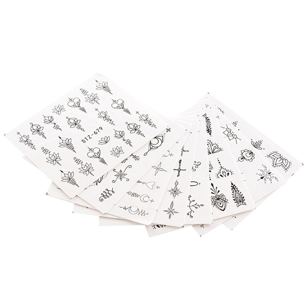 [Hàng mới về] Set 8 tờ nhãn dán hoa văn trang trí móng tay