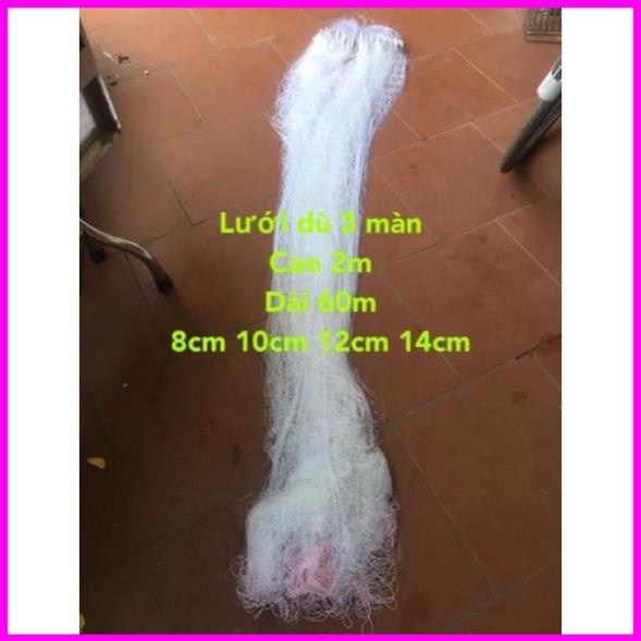 Lưới Dù 3 Màn Cao 2m Dài 60m 8,10,12,16cm Lưới Chìm