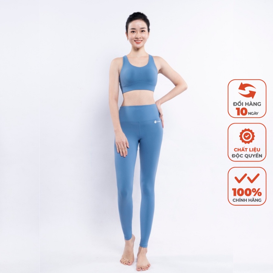 Bộ Đồ Tập Gym Yoga Livan Soft Lavish Màu Xanh Đá Tặng Kèm Mút Ngực Cao Cấp