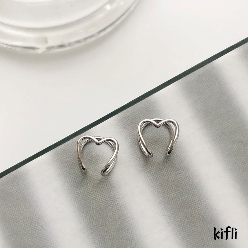 Khuyên Kẹp Vành Tai Hình Trái Tim Đơn Giản Phong Cách Hàn Quốc Cho Nữ