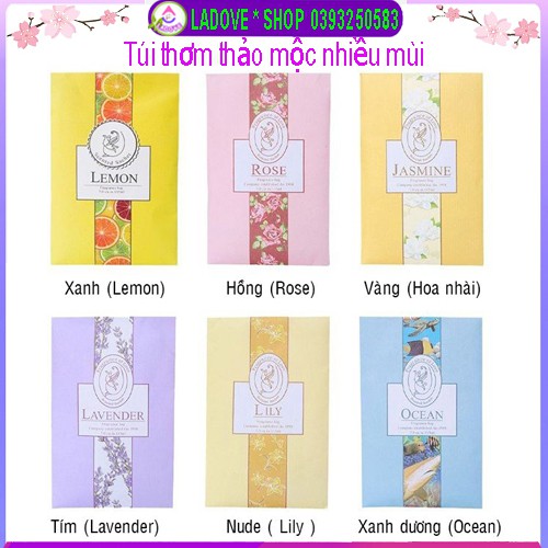 Túi Thơm Thảo Mộc Tự Nhiên Nhiều Mùi Treo Phòng, Tủ Quần Áo, Xe Hơi