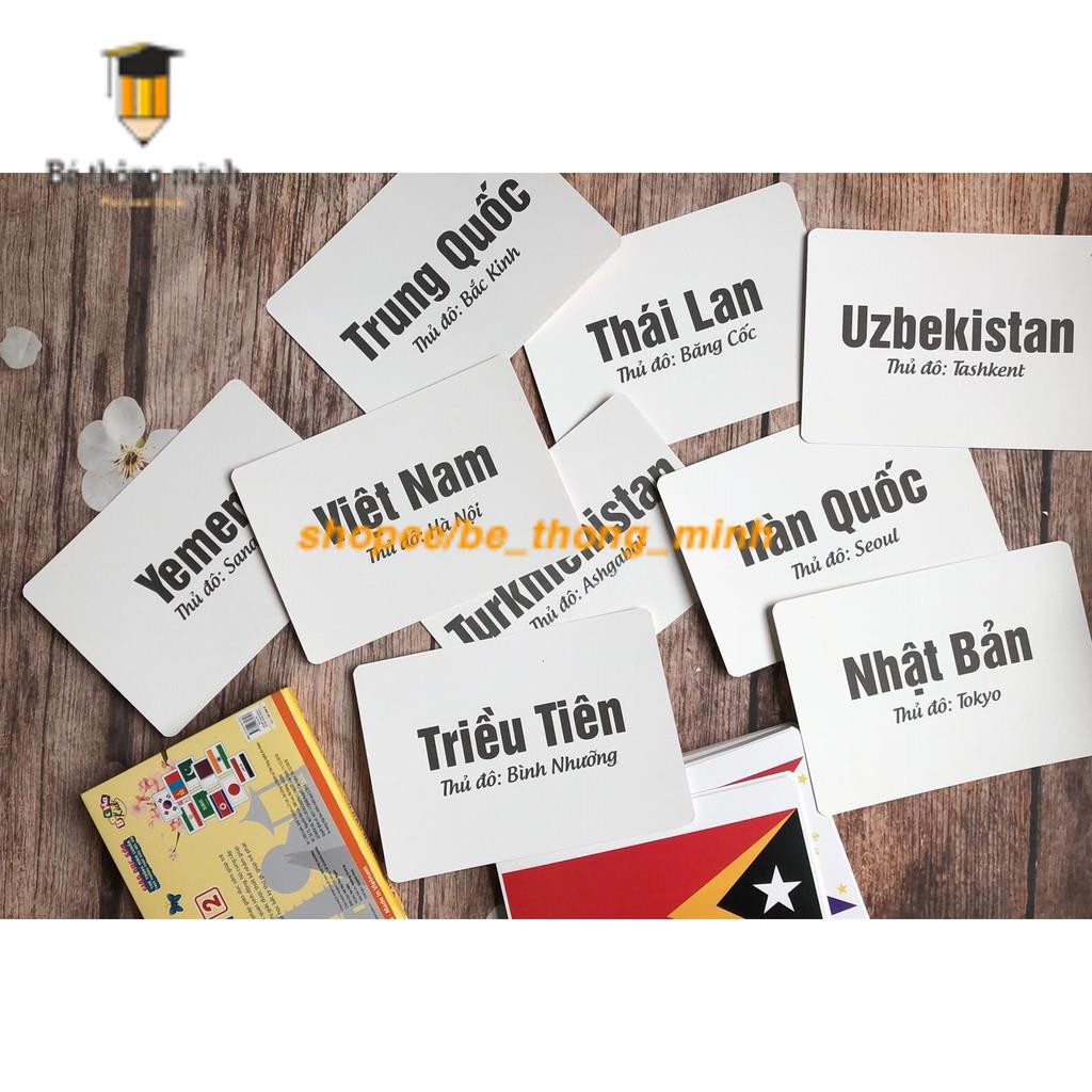 Bộ 48 Thẻ Cờ khổ to A5 Các Nước Châu Á - Flash Card dạy trẻ thông minh sớm