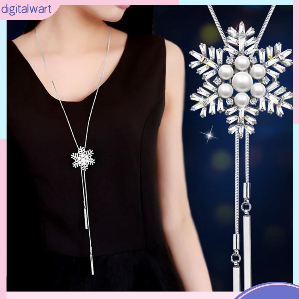 Dây chuyền ngọc trai giả đính đá thanh lịch cho nữ