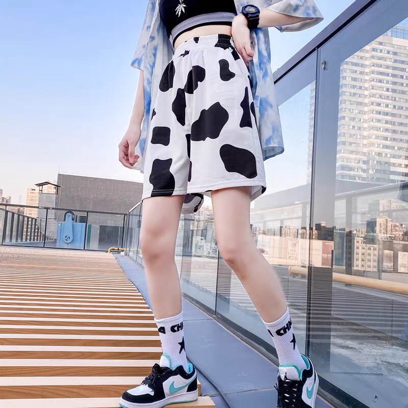 Quần short thun bò sữa in nhiệt cao cấp cho nam/nữ _ hình thật