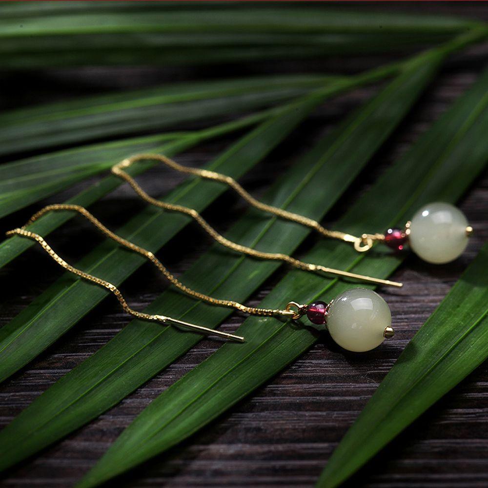 Bông Tai Dáng Dài Đính Hạt Phong Cách Vintage Thời Trang Cho Nữ