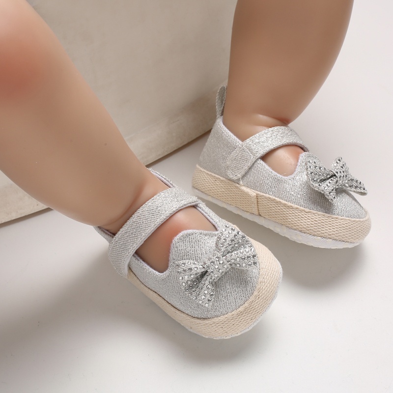 Giày Công Chúa Đế Cotton Đính Nơ Cho Bé Gái Sơ Sinh 0-18 Tháng Tuổi
