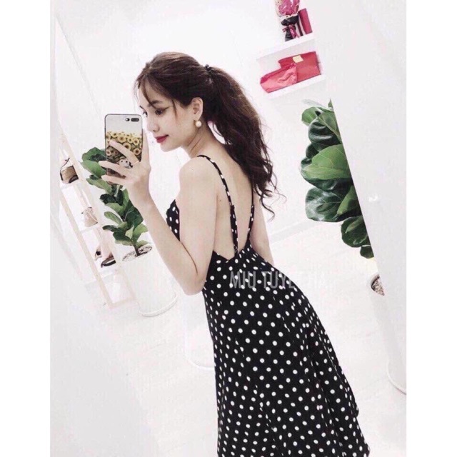 Đầm 2 dây bị hở lưng ( dây có thể tự tăng chỉnh ) - Freesize dưới 52kg - Carotshop | BigBuy360 - bigbuy360.vn