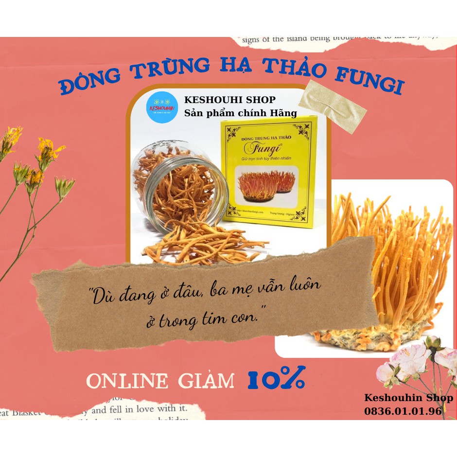 Đông Trùng Hạ Thảo Fungi Khô 10Gram Dược Chất Cao, Tăng Cường Sức khỏe, Giảm Tiểu Đường, Ăn Ngon Ngủ NgonShop KESHOUHIN