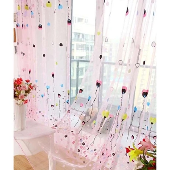 Rèm Cửa Voan Hoa Trái Tim (1 x 2m, 1 x 2.7m)