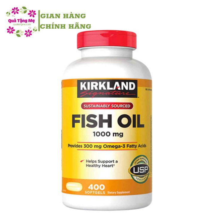 Viên uống dầu cá Kirkland Fish Oil 1000mg 400 viên Healthy Care Quà Tặng Mẹ