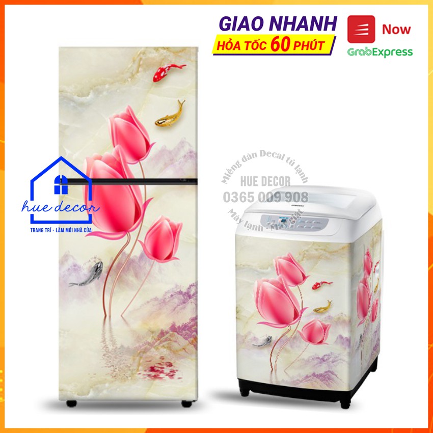Tranh dán tủ lạnh hoa Tuylip - Chất liệu decal cao cấp siêu bền phù hợp với mọi loại tủ