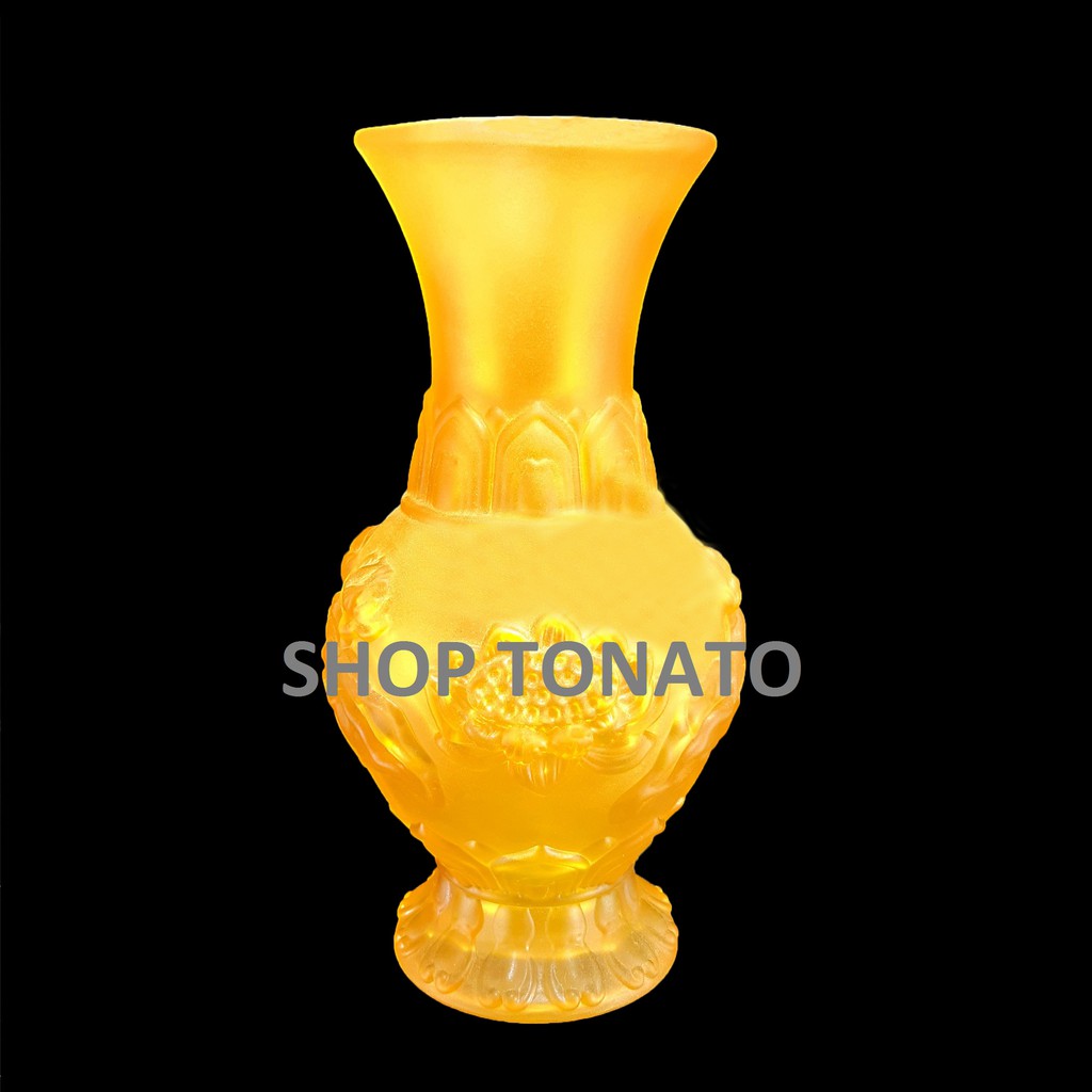 BÌNH BÔNG,LỌ HOA SEN LƯU LY VÀNG CAO 20CM,25CM