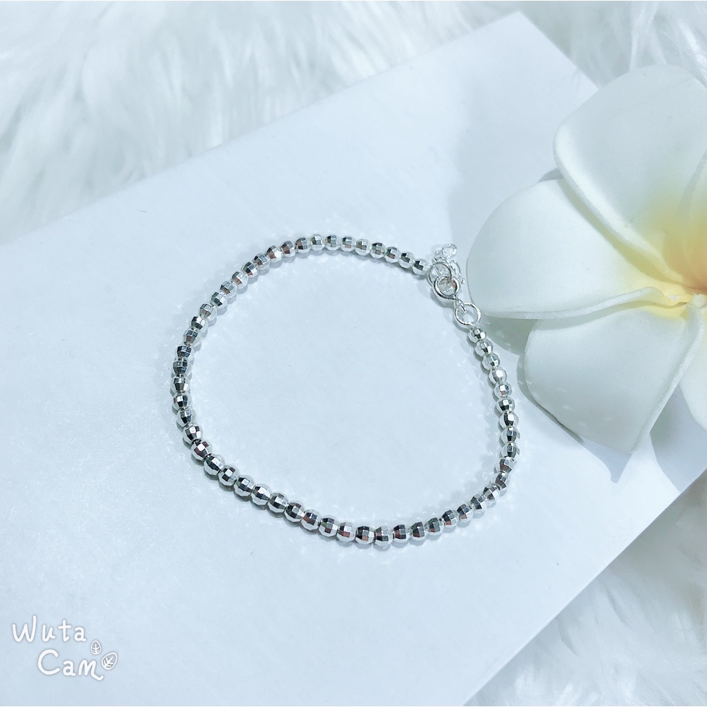 Lắc tay bạc nữ QMJ bi phay đẹp đơn giản, nhỏ xinh phụ kiện thời trang nữ vòng đơn giản - Q013