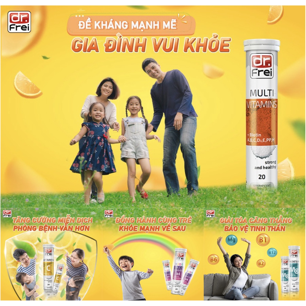 MULTI sủi date 2025 - Viên sủi Bổ Sung Vitamin Tổng Hợp Dr. Frei Multivitamins & Biotin  SW