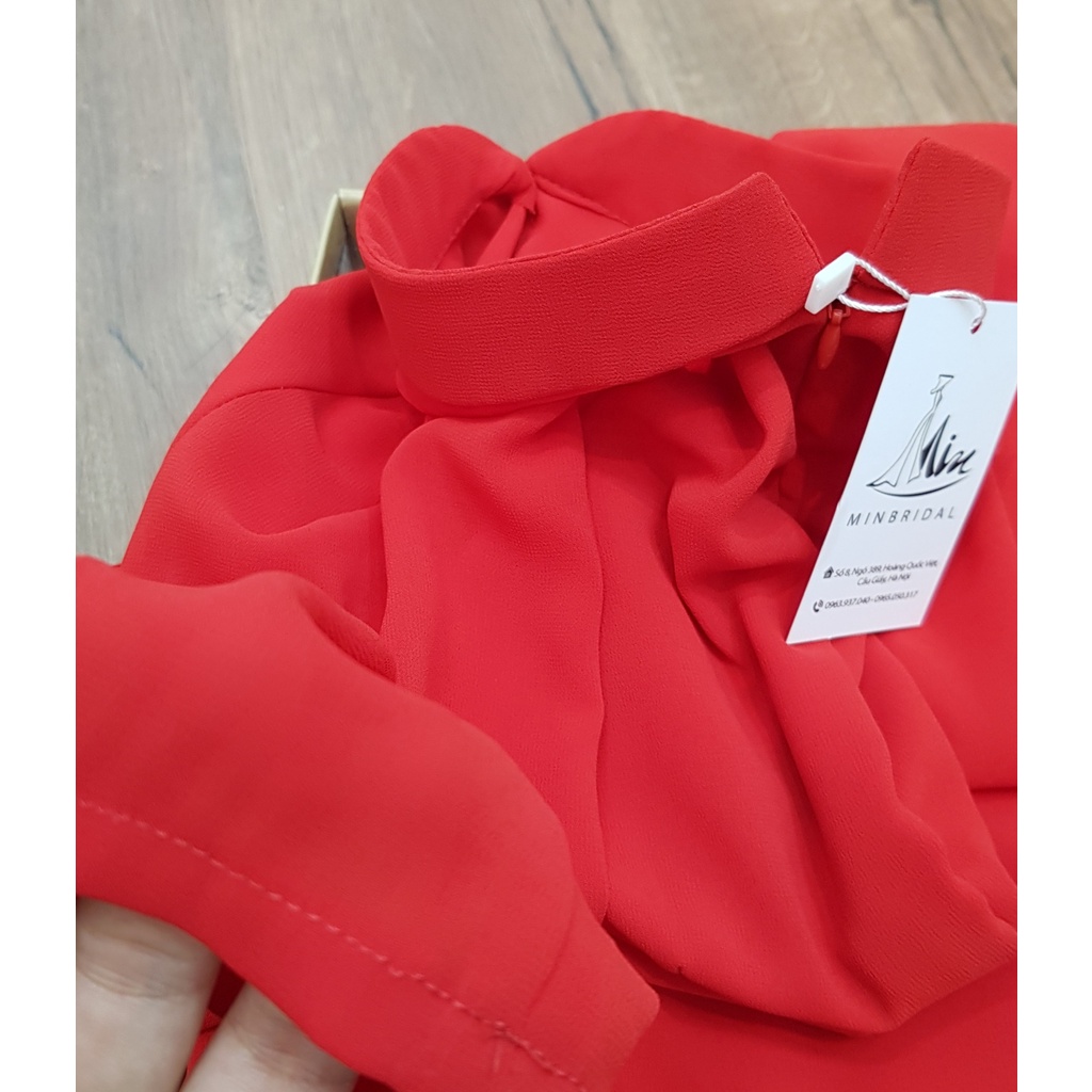 Áo Dài Truyền Thống Chifon 4 Tà Màu Đỏ- Ao Dài Min | BigBuy360 - bigbuy360.vn