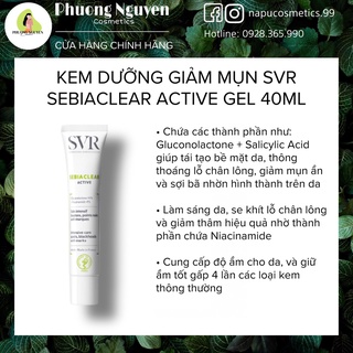 Kem dưỡng ẩm giảm mụn SVR Sebiaclear Active Gel