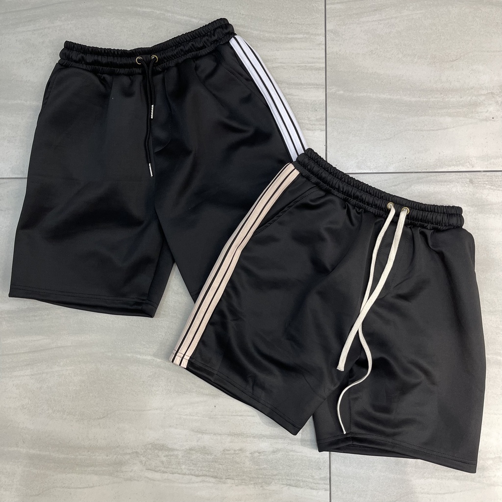 Quần short 3 sọc Nâu thể thao chất poly nam nữ