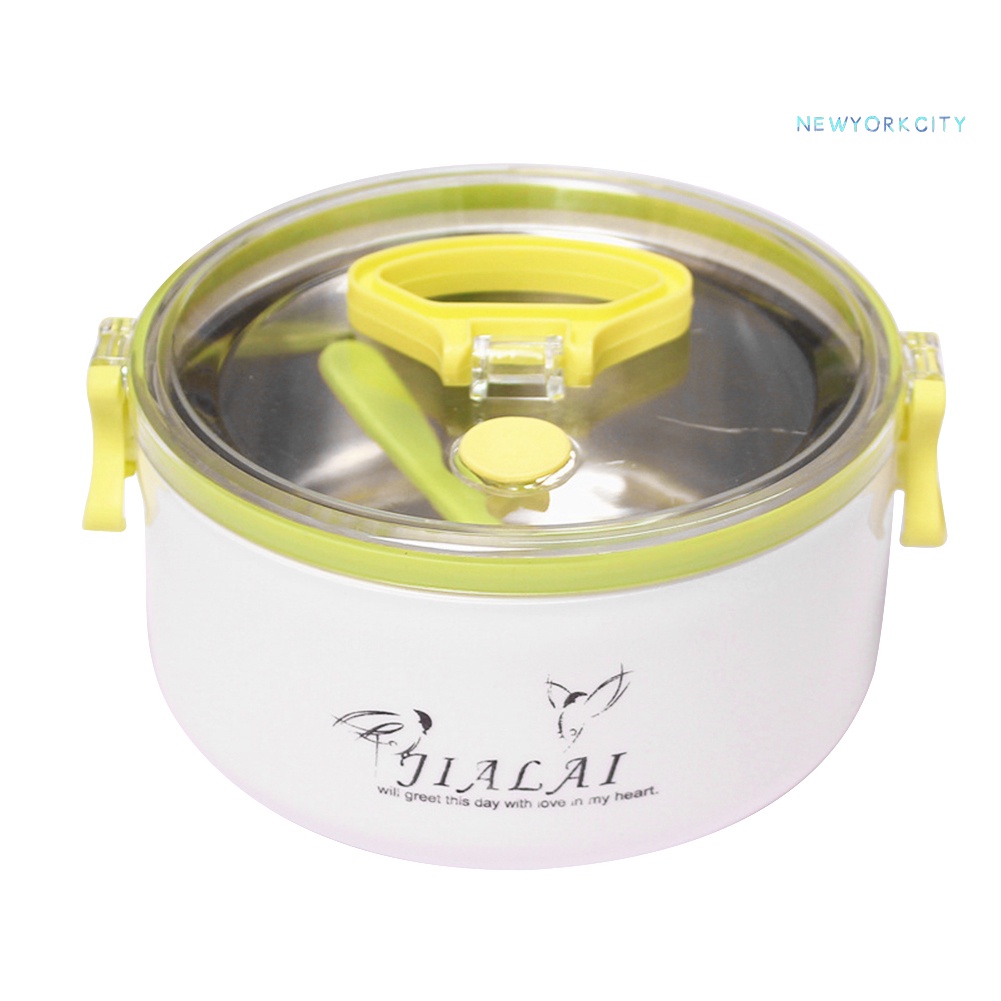 Hộp Đựng Thức Ăn Trưa Hình Tròn Bằng Thép Không Gỉ Chống Rò Rỉ Có Nắp Đậy