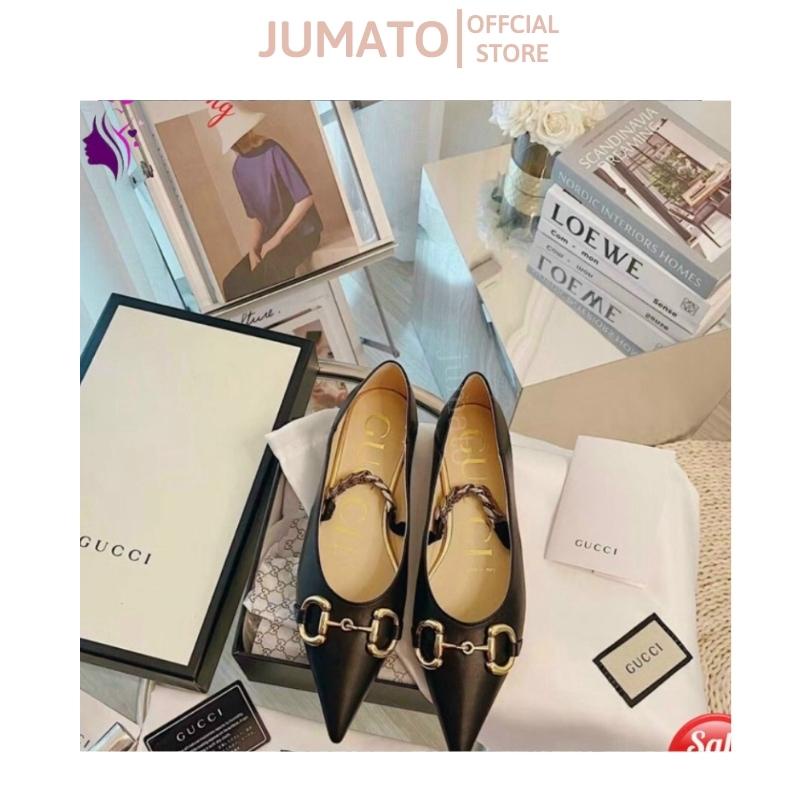 Giày bệt nữ mũi nhọn quai ngang sích khuy cd JUMATO 110523356939