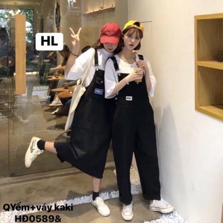 Quần yếm và váy kaki logo ngực -HĐ