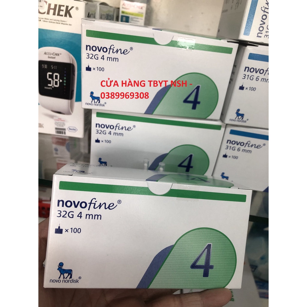 Combo 50 Đầu kim tiêm kim chích tiểu đường Novofine 32G 4mm vô trùng sử dụng cho kim tiêm tiểu đường của Novo Nordisk