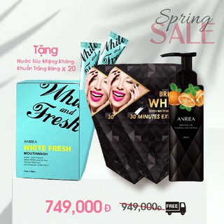 Combo Miếng Dán Trắng Răng 7 days + Kem Đánh Răng + Nước súc miệng ANRIEA