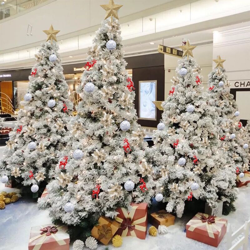 Bộ phụ kiện trang trí cây thông noel hình bông tuyết / chuông giáng sinh tùy chọn