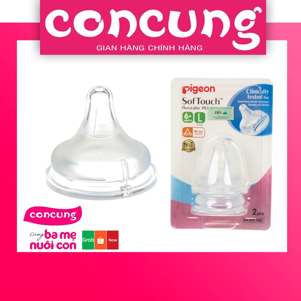 {TÁCH LẺ } 1 Núm Ti Pigeon Softtouch Cho Bình Cổ Rộng {HÀNG NHẬP KHẢU}
