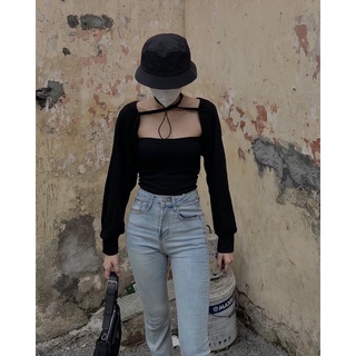 Set áo quây và khoác dài tay blance