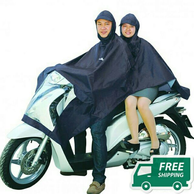 Áo Mưa Vải Dù Siêu Bền 2 Mũ Choàng Cánh Rơi Siêu Bền