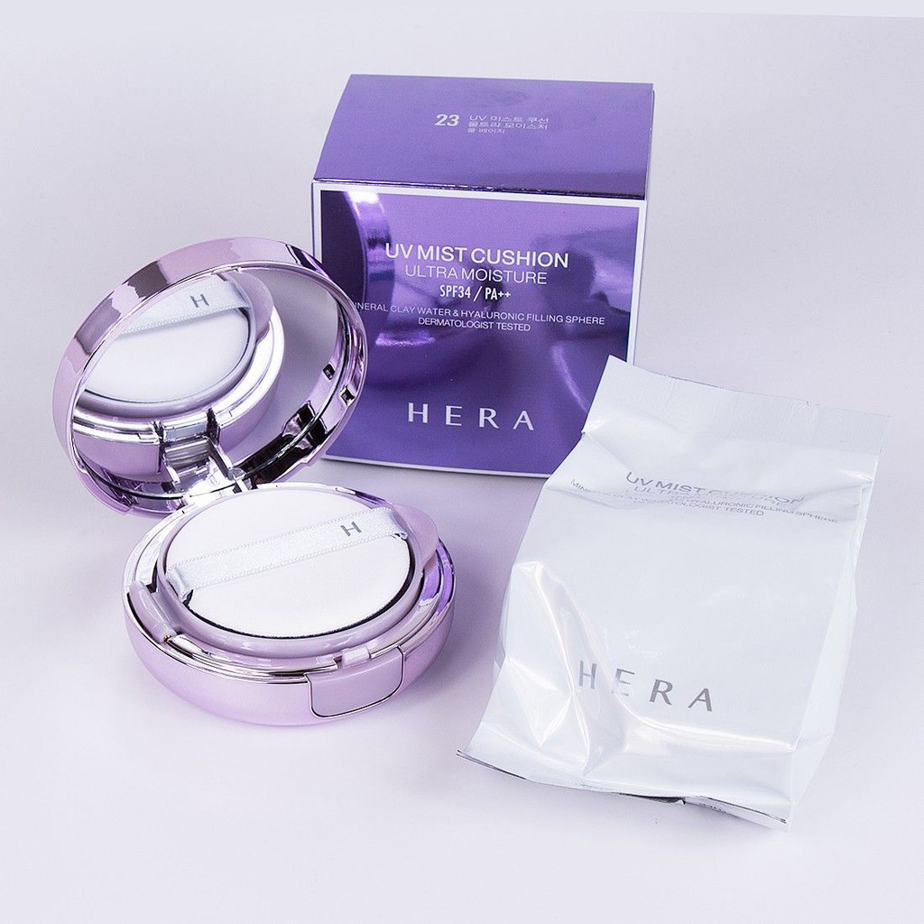 [Hera] Phấn nước dưỡng ẩm HERA UV Mist Cushion Ultra Moisture SPF34 PA++  15g (kèm Refill 15g) #21 VANILLA