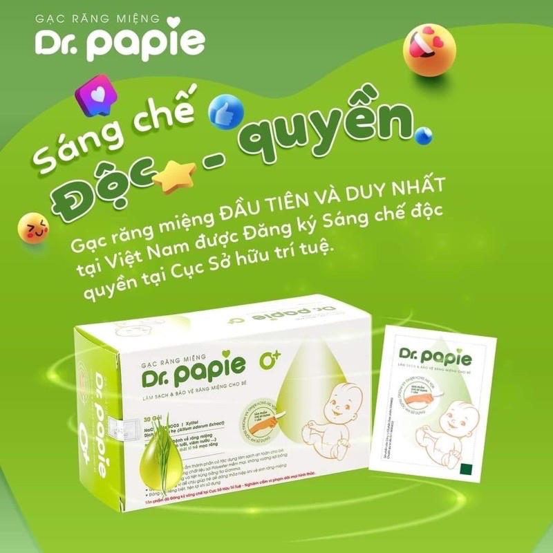 Gạc rơ lưỡi vệ sinh răng miệng Dr. papie (hộp 30 chiếc)