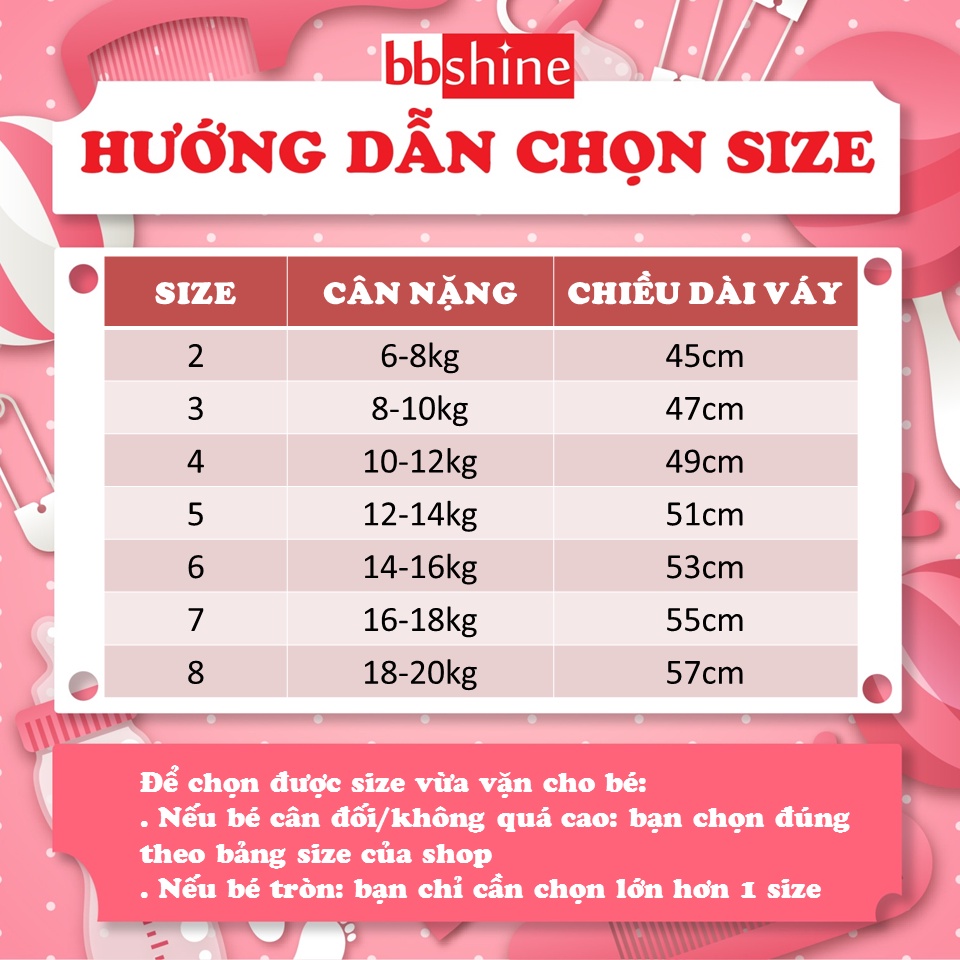 Váy 2 dây cho bé, Đầm cho bé 6-20kg chất thô mềm dáng xòe phối cúc cài xinh xắn BBShine – D086