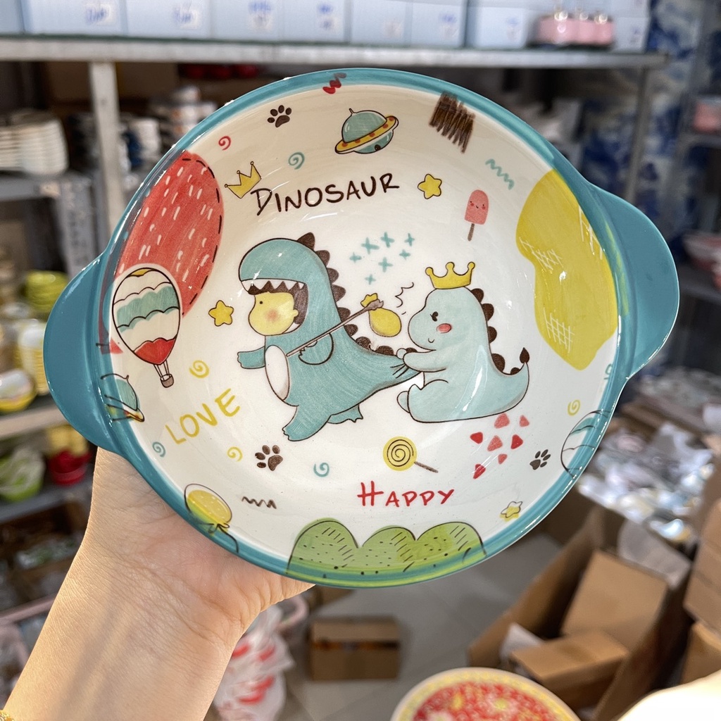 Bát Ăn Cơm Hoạt Hình 2 Tai Bát Đĩa Sứ Chén Dĩa Dễ Thương Bát Ăn Dặm Cho Bé