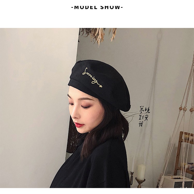 Mũ nồi beret mỏng chữ - ne43