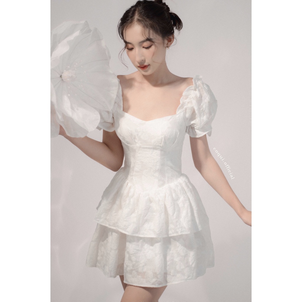 COQUI - Đầm xoè 2 tầng voan hoa cúp ngực - Cara Dress