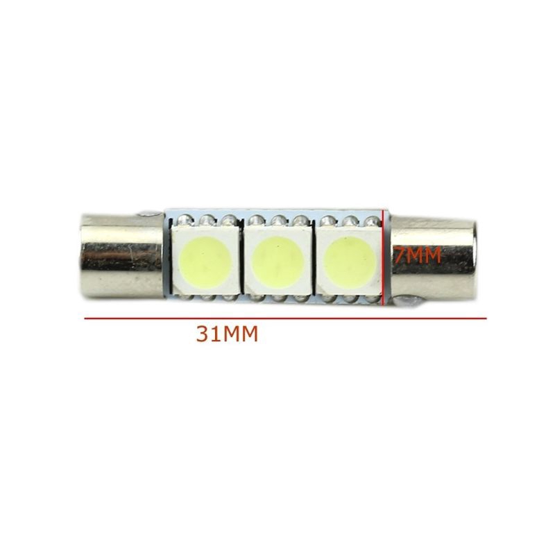 1 đèn LED ánh sáng trắng T6 5050 31MM 3-SMD cho xe hơi