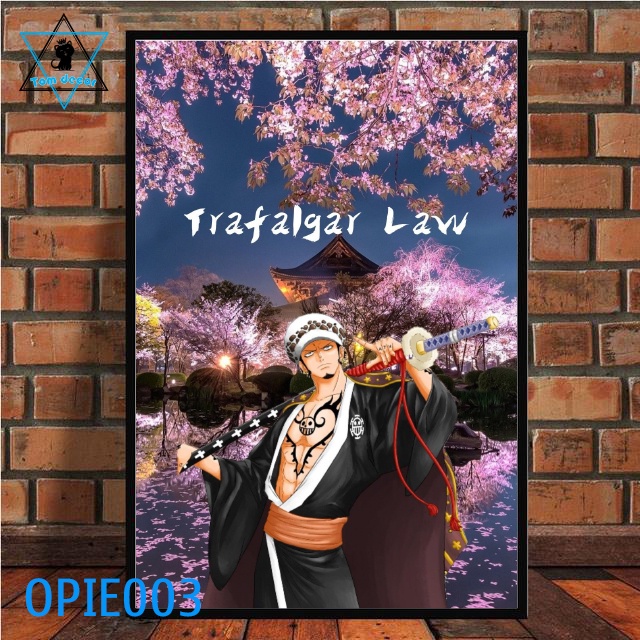 Tranh canvas đơn 1 bức có khung composite treo tường siêu đẹp - Tranh onepiece-luffy-zoro-law-kaido