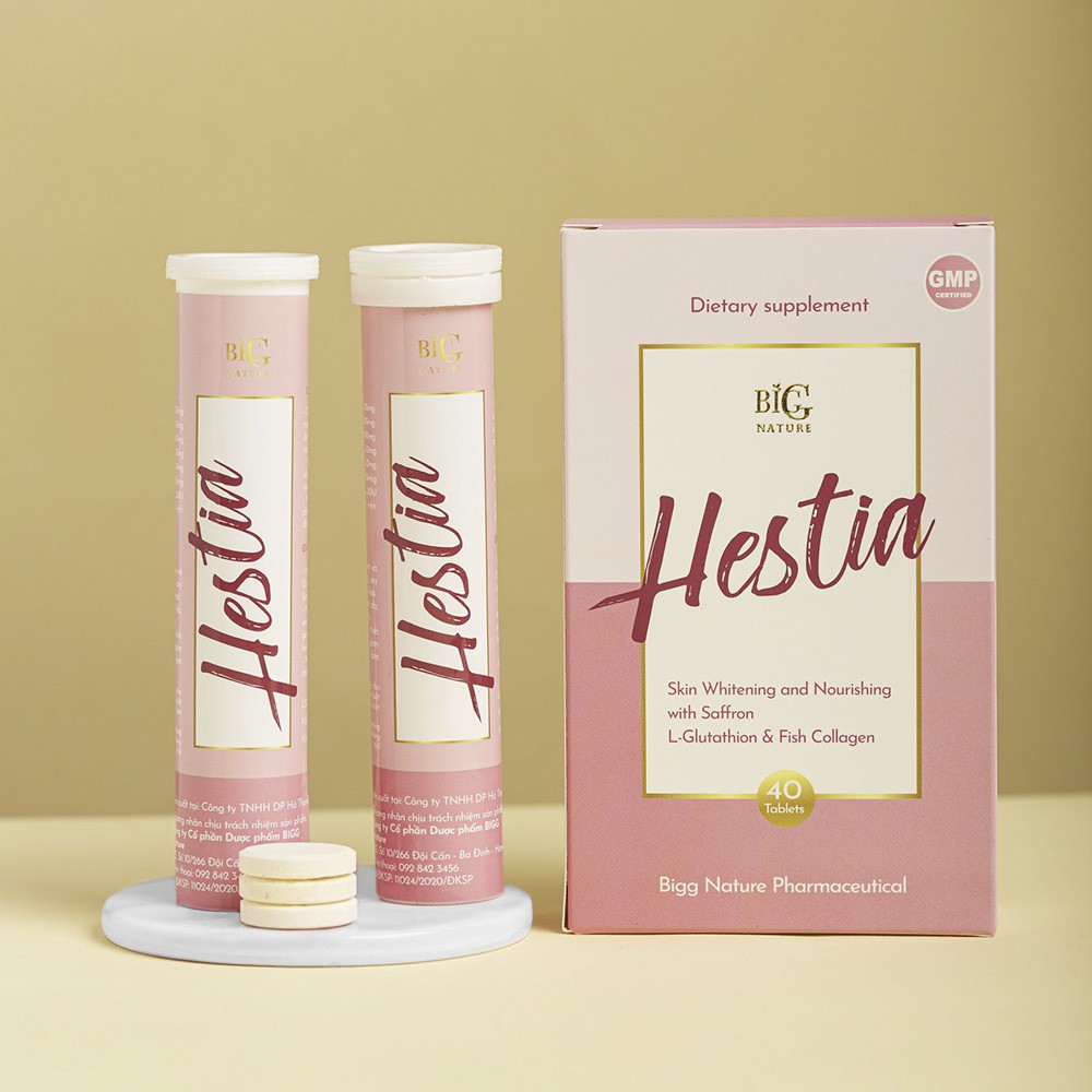 Viên sủi hỗ trợ làm đẹp da HESTIA Saffron Collagen - Bigg Nature | Thế Giới Skin Care