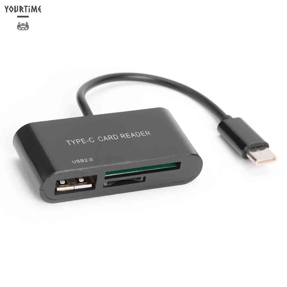 Đầu Đọc Thẻ Nhớ 3 Trong 1 Type C Sang USB 2.0 TF OTG Hub Cho Macbook