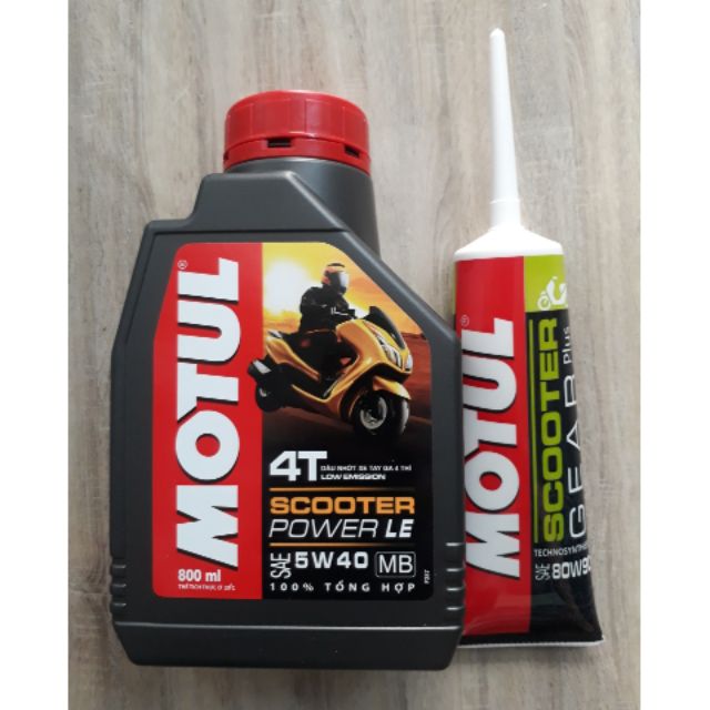 Combo nhớt máy Motul Scooter Power LE 5W-40 800ml và nhớt lap Motul Scooter Gear plus 120ml