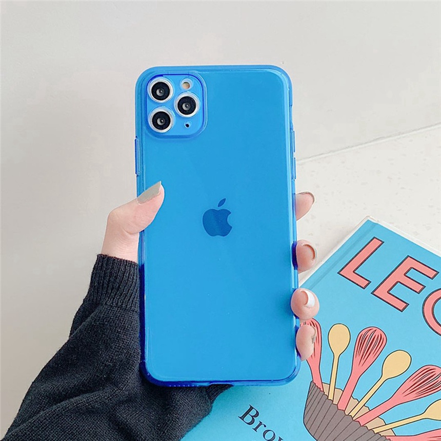 Ốp điện thoại mềm trong suốt dạ quang màu kẹo dành cho iPhone 11 Pro Xs Max XR X 8 7 6 6s Plus