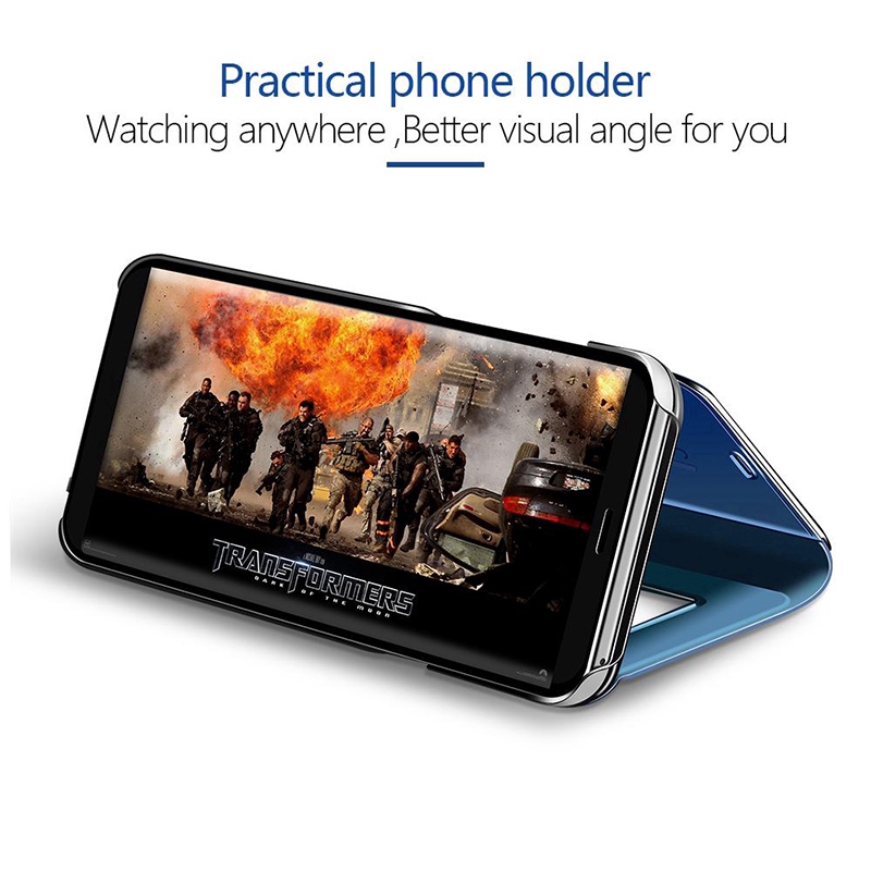 Samsung Mirror Casing Galaxy M30/A20E/A2 Core/C7 Pro/C9 Pro/C8/A8S/A6S Cover Flip Stand Clear View Case