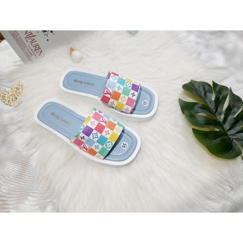 Dép Bánh Mỳ Hoa Văn LV 7 Màu Đủ Size bmLV