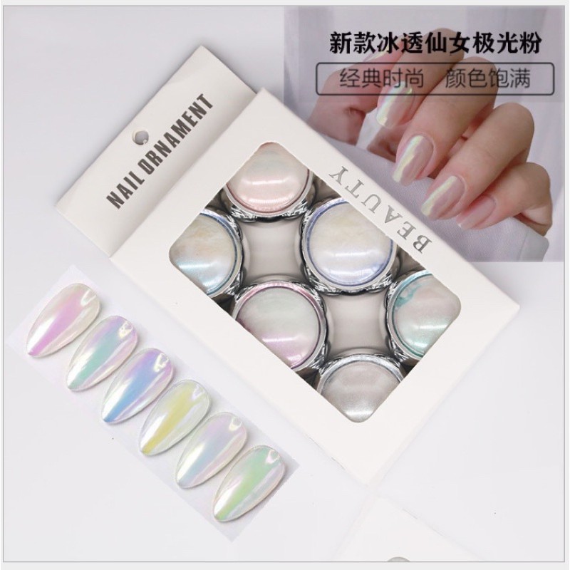 set tráng gương ánh trai loại đẹp 6 màu trang trí nail