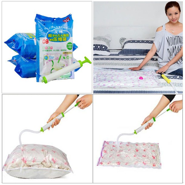 Túi Hút Chân Không Quần Áo Kèm Bơm Tay